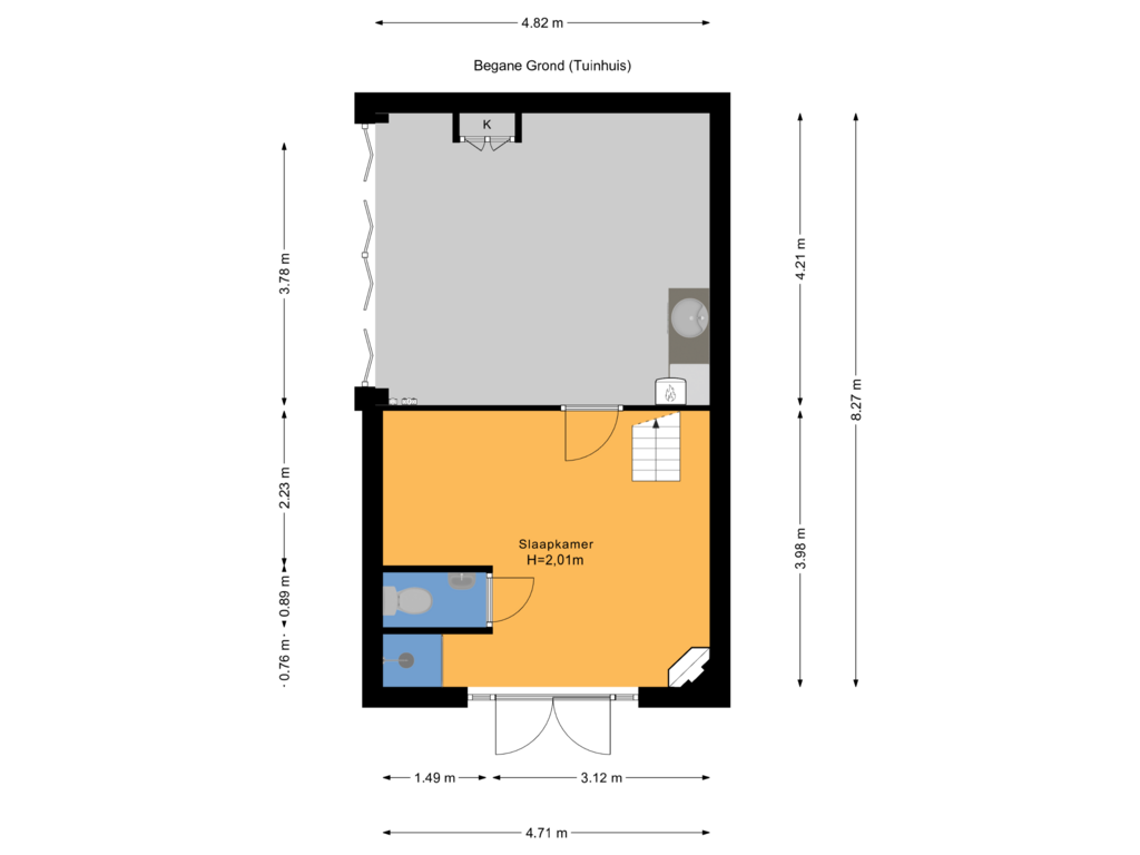 Bekijk plattegrond van Begane Grond (Tuinhuis) van Oostblok 60