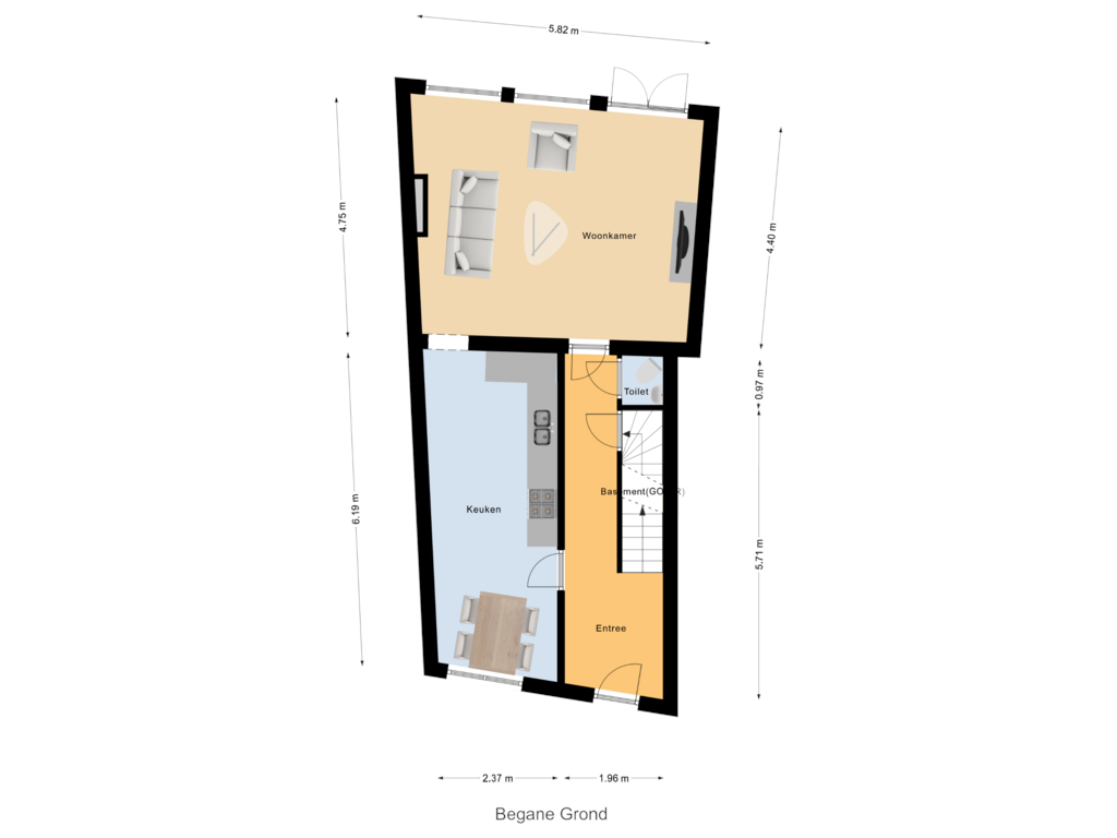 Bekijk plattegrond van Begane Grond van Polstraat 40