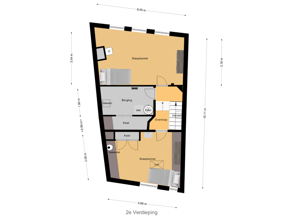 Bekijk plattegrond van 2e Verdieping van Polstraat 40