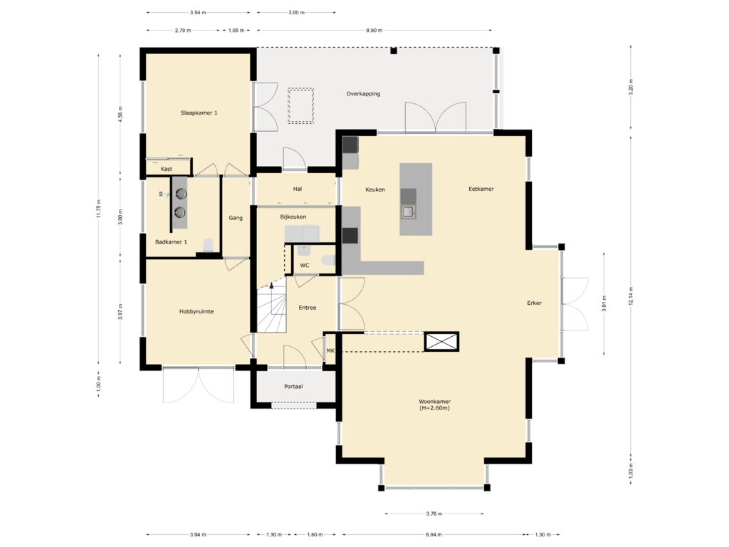 Bekijk plattegrond van begane grond van De Meutelaer 1