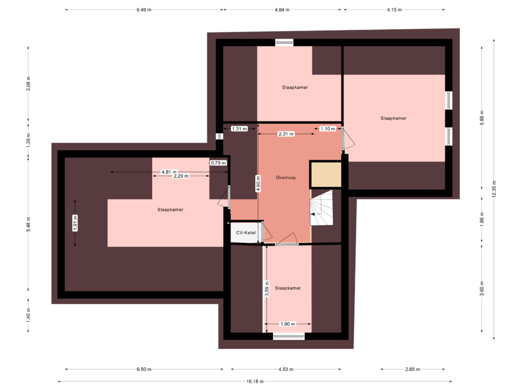 View floorplan of Eerste Verdieping of Oosterhulst 49-A