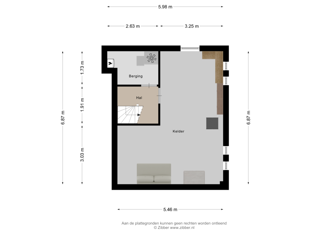 Bekijk plattegrond van Kelder van Reinaldstraat 43-A