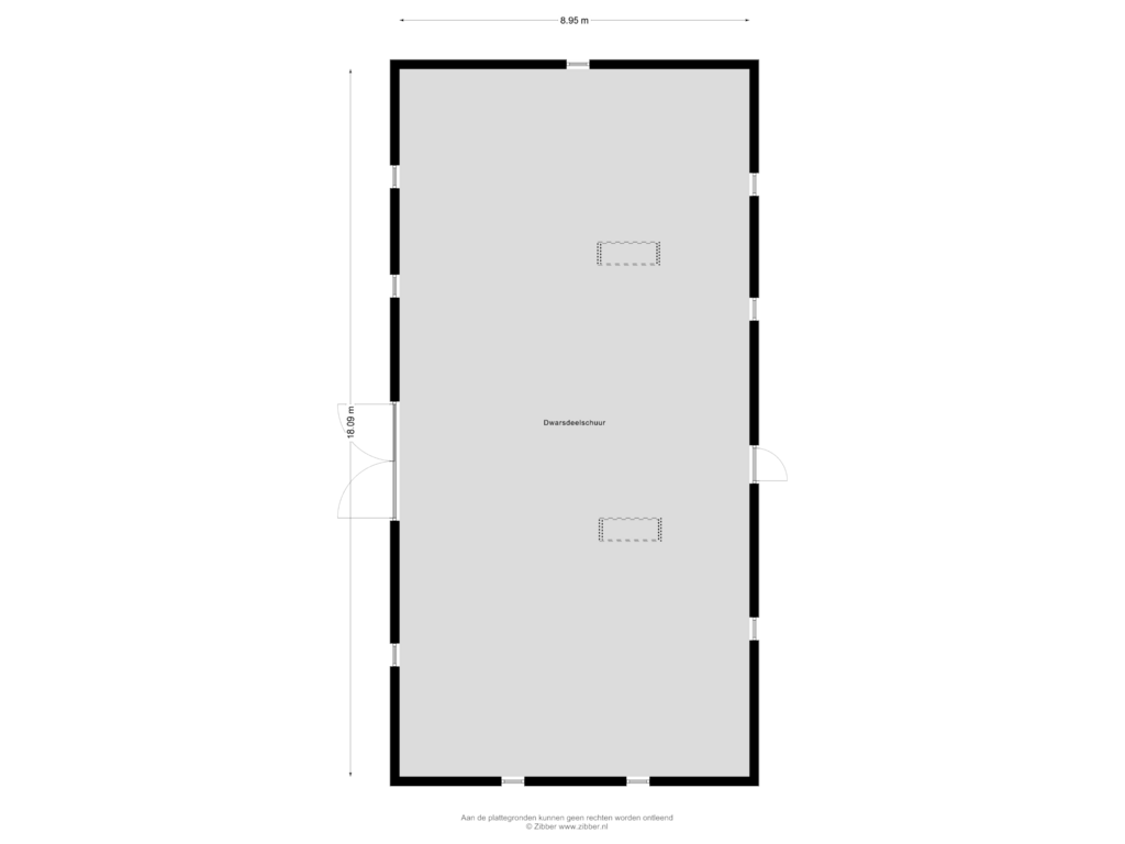 Bekijk plattegrond van Dwarsdeelschuur van Hoefweg 4