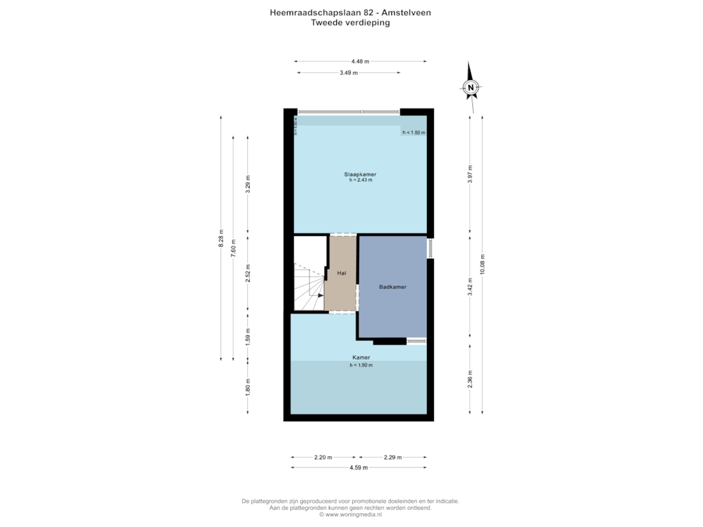 Bekijk plattegrond van 2e v van Heemraadschapslaan 82