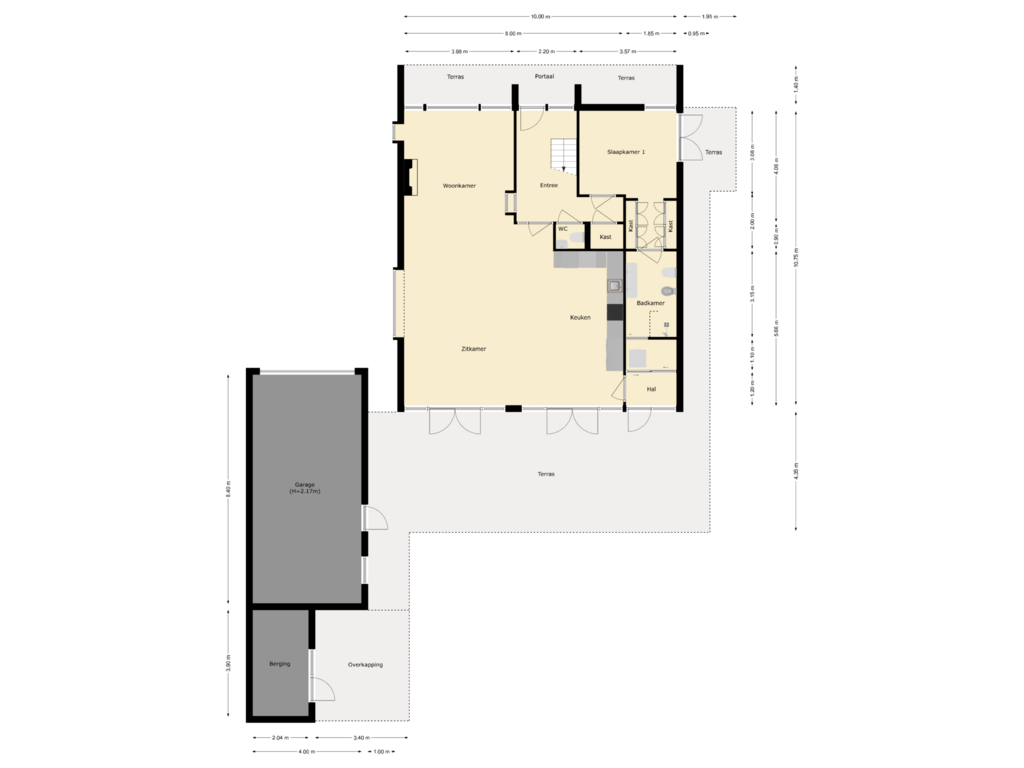 Bekijk plattegrond van begane grond van Dorpsweg 41-B