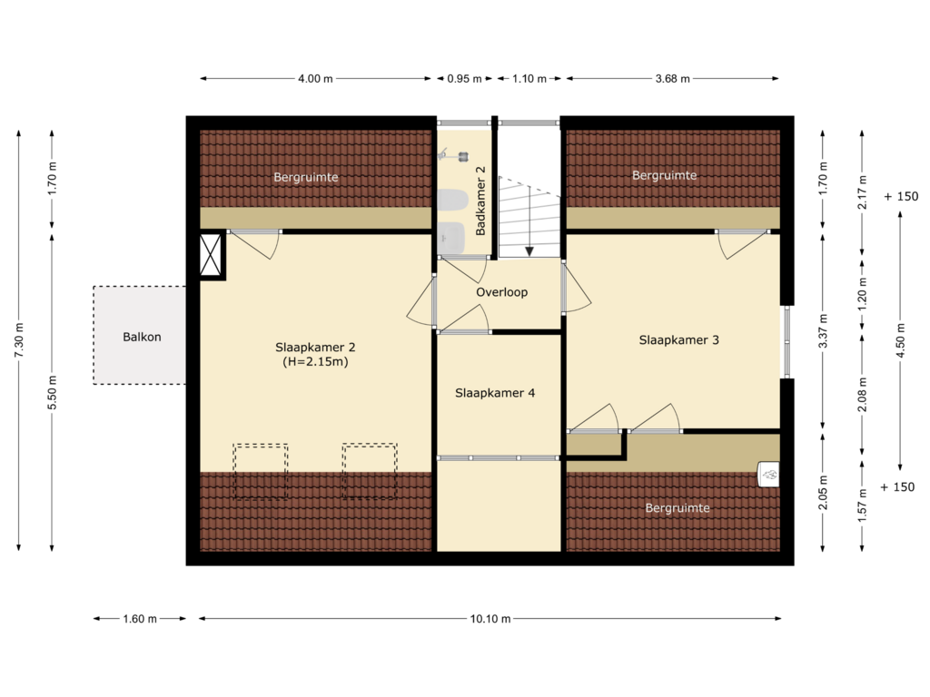 Bekijk plattegrond van eerste verdieping van Dorpsweg 41-B