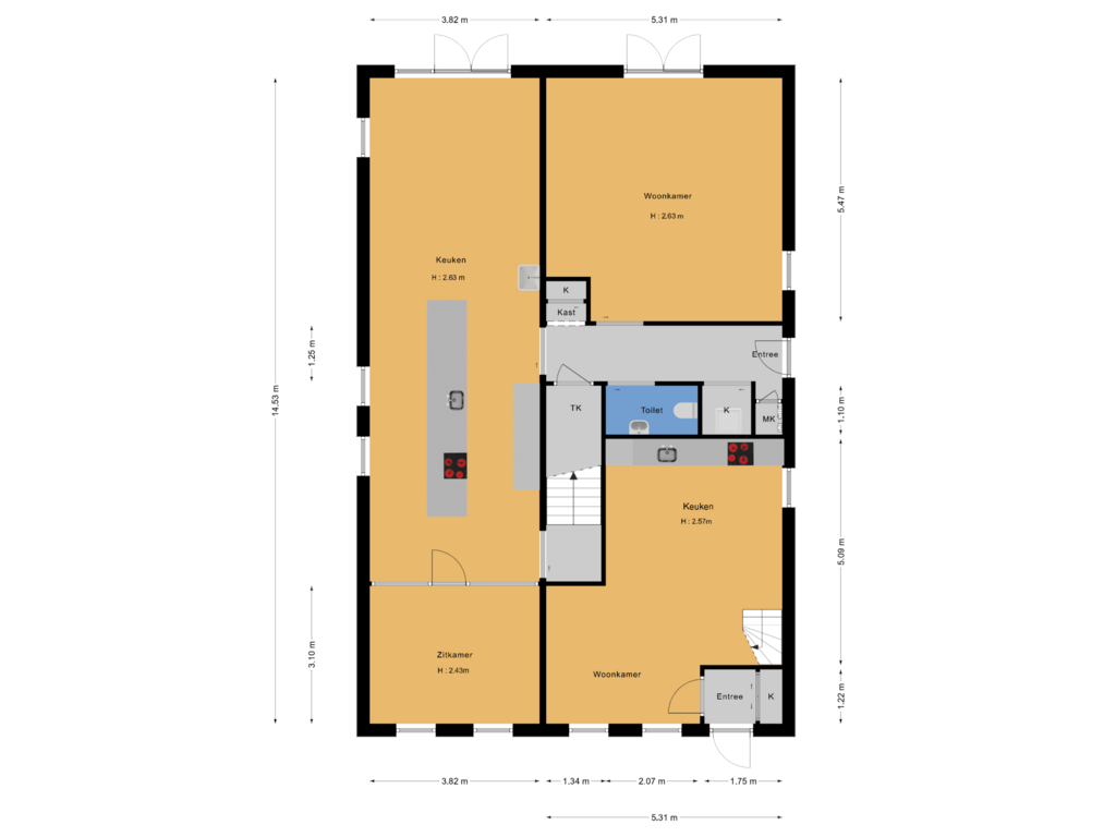 View floorplan of Begane grond of Elte Martens Beimastrjitte 26