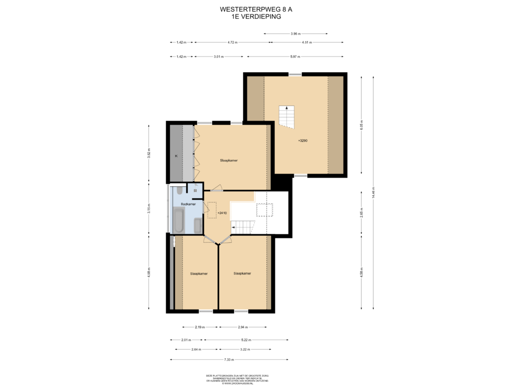 Bekijk plattegrond van 1E Verdieping van Westerterpweg 8-A