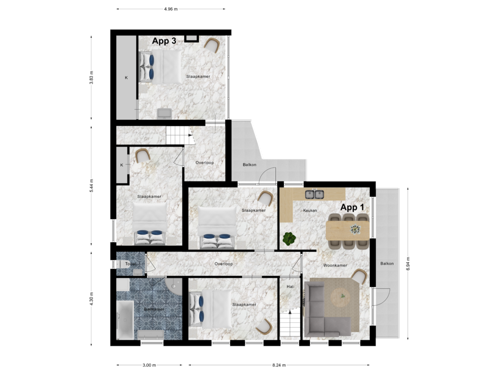 Bekijk plattegrond van 1e Verdieping van Mr. P.C. Hennequinlaan 21