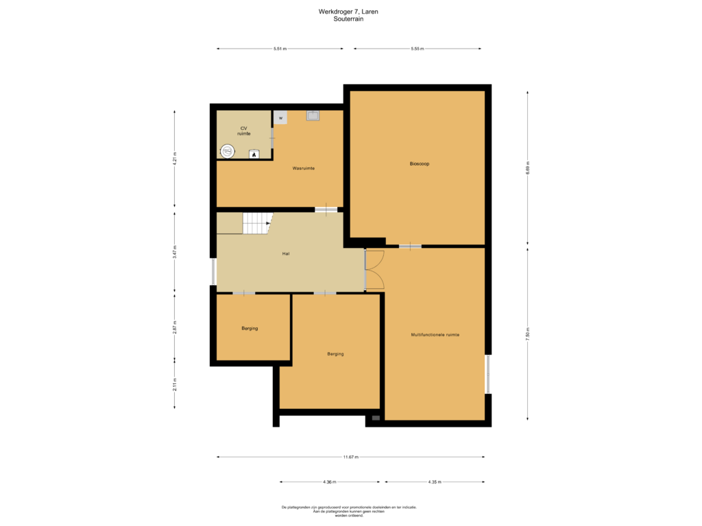 Bekijk plattegrond van Souterrain van Werkdroger 7