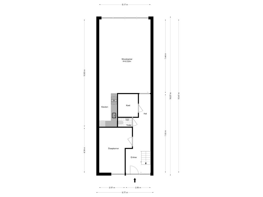 View floorplan of Woonverdieping of Cruquiuskade 195