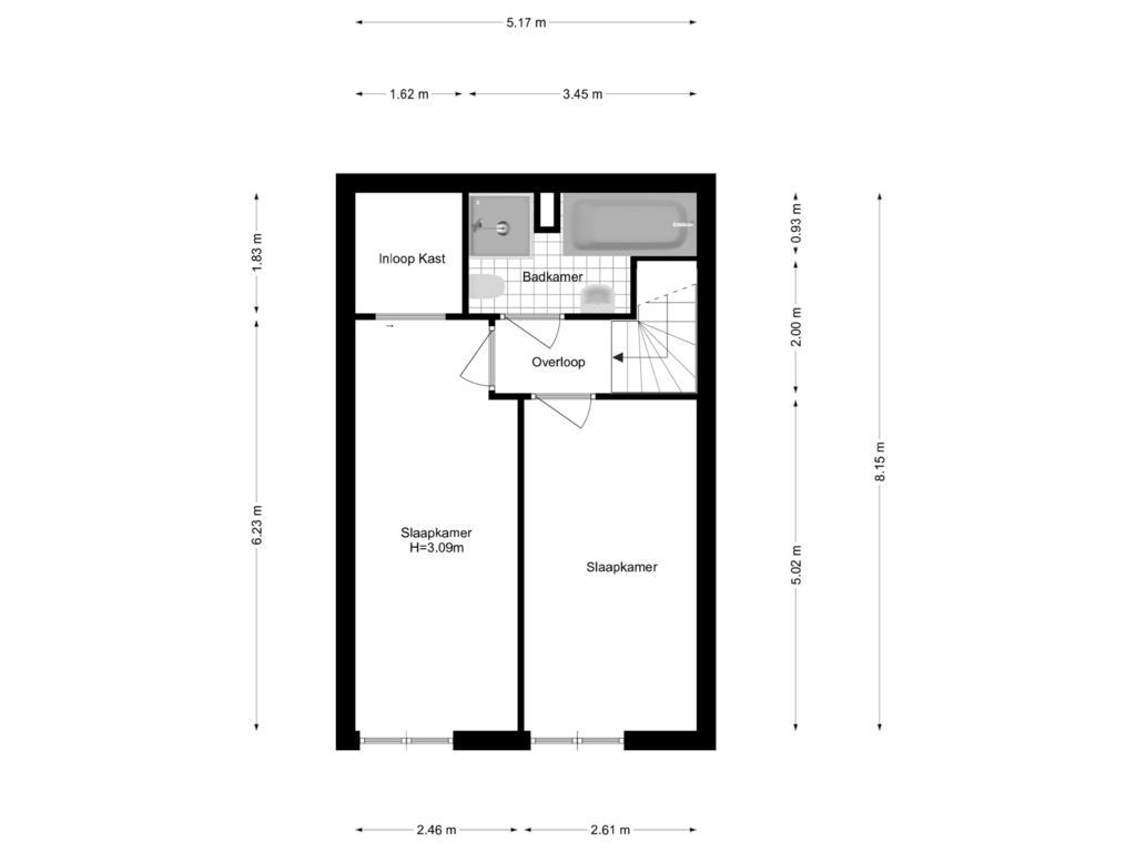 View floorplan of 1e Verdieping of Cruquiuskade 195