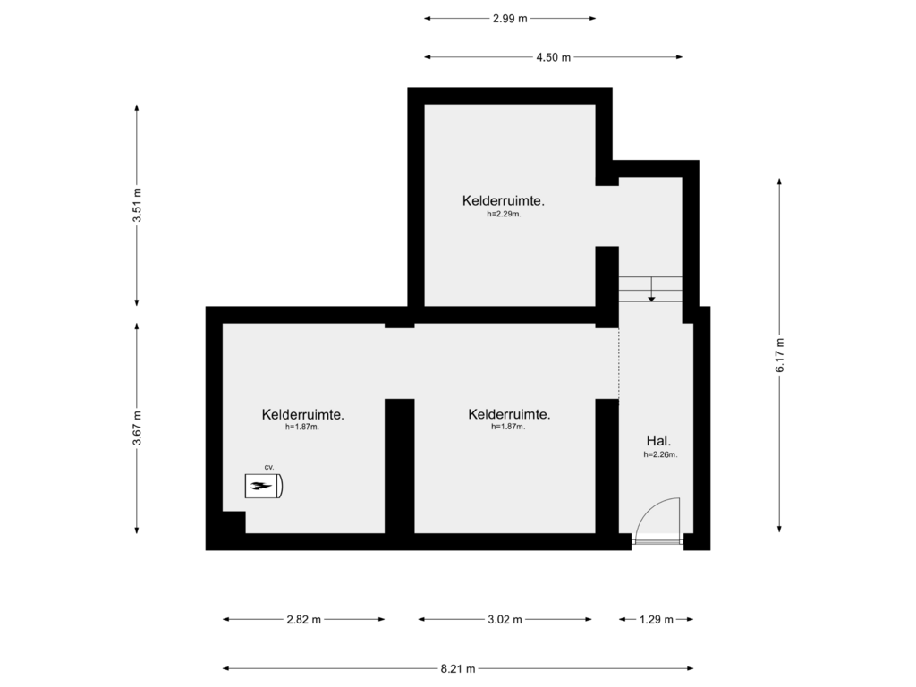 Bekijk plattegrond van Kelder van Bilderdijklaan 26