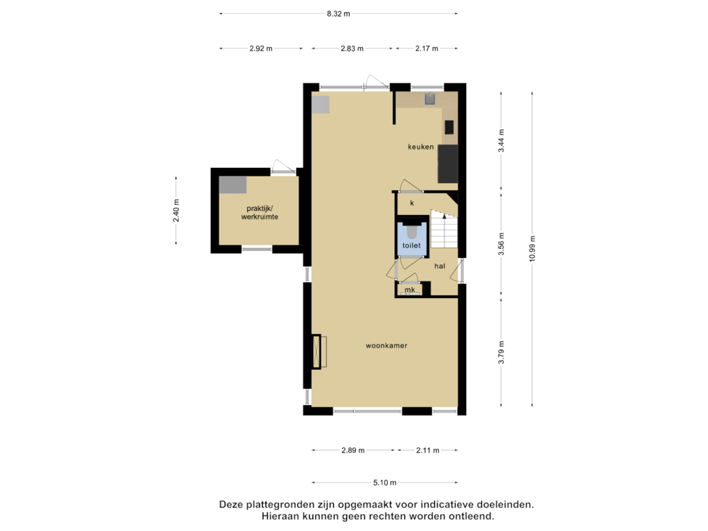 Bekijk plattegrond van Begane grond van Admiraal de Ruyterstraat 90