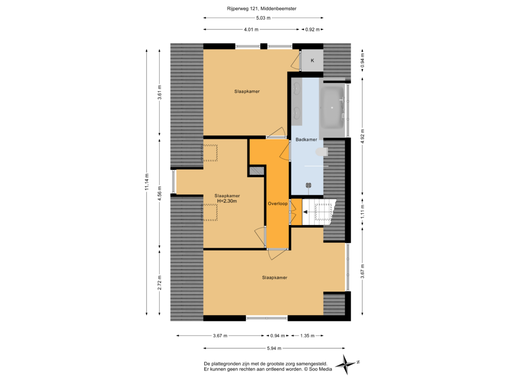 View floorplan of 1e verdieping of Rijperweg 121