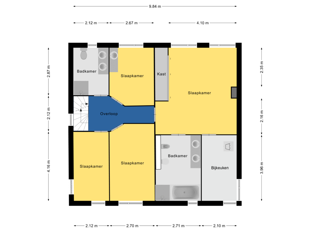 View floorplan of Eerste verdieping of Teugenaarsstraat 39