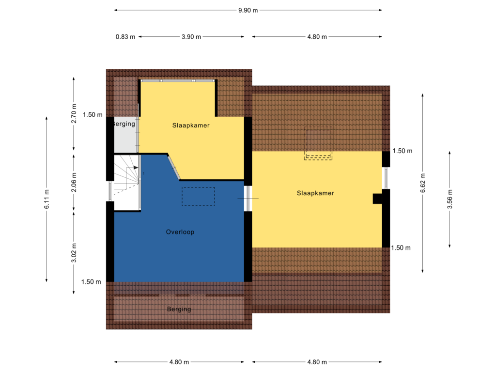 View floorplan of Tweede verdieping of Teugenaarsstraat 39