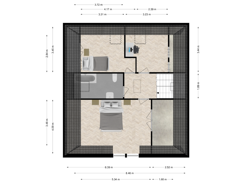 Bekijk plattegrond van Tweede verdieping van Vierakkerstraat 15