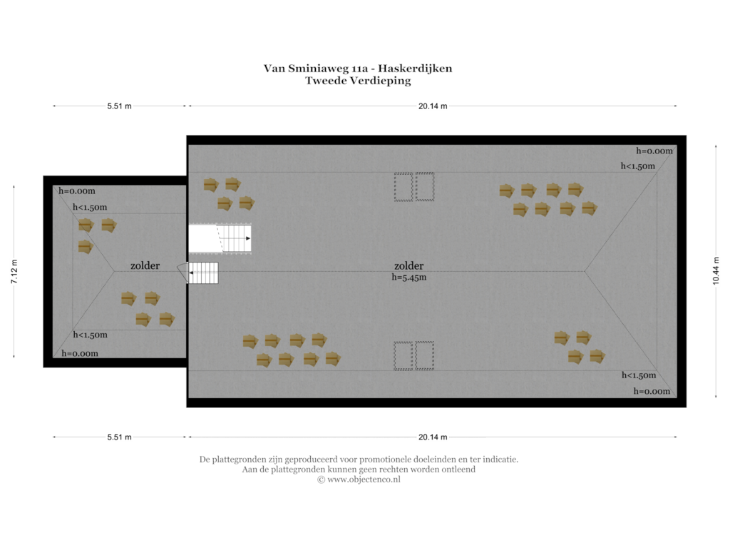 View floorplan of TWEEDE VERDIEPING of Van Sminiaweg 11-A