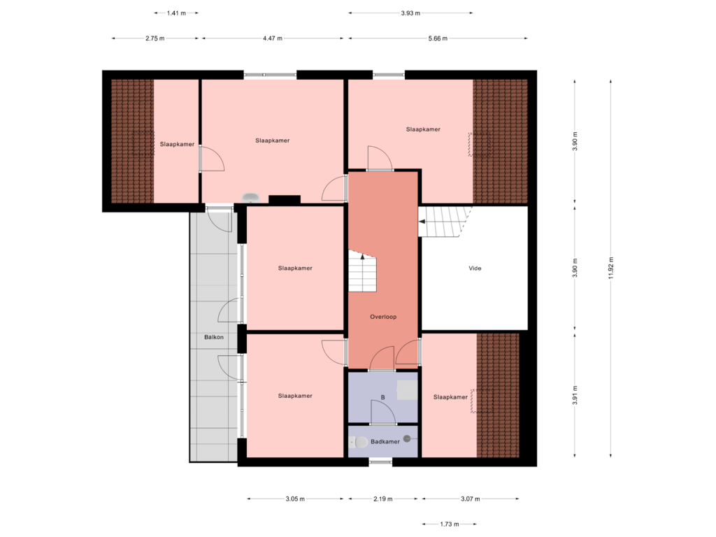 Bekijk plattegrond van 1e Verdieping van Hoofdweg 61-*