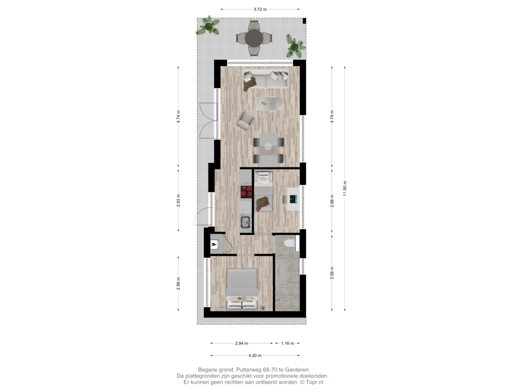 Bekijk plattegrond van begane grond van Putterweg 68-15