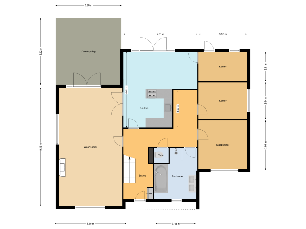 View floorplan of Begane grond of Zuiderpark 23