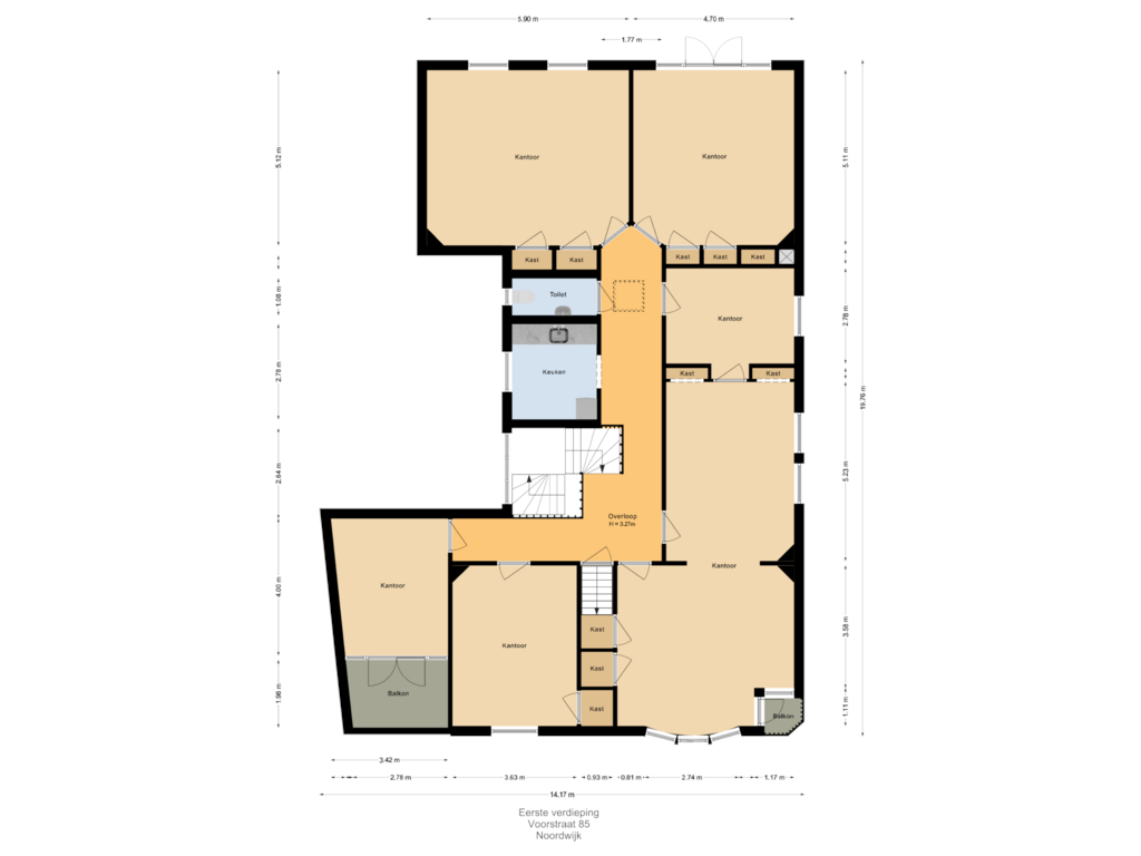 Bekijk plattegrond van Eerste verdieping van Voorstraat 85