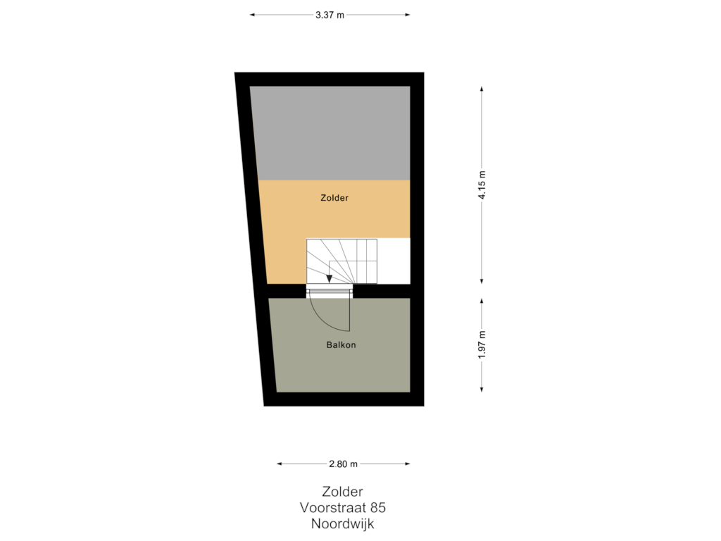 Bekijk plattegrond van Zolder van Voorstraat 85