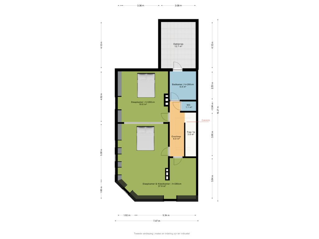 View floorplan of Tweede verdieping of Emmapark 12