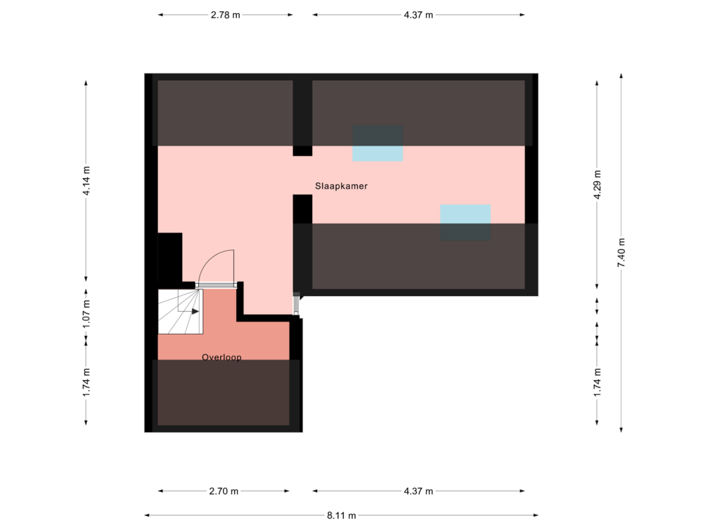 Bekijk plattegrond van Tweede verdieping van Noorderstraat 219-E