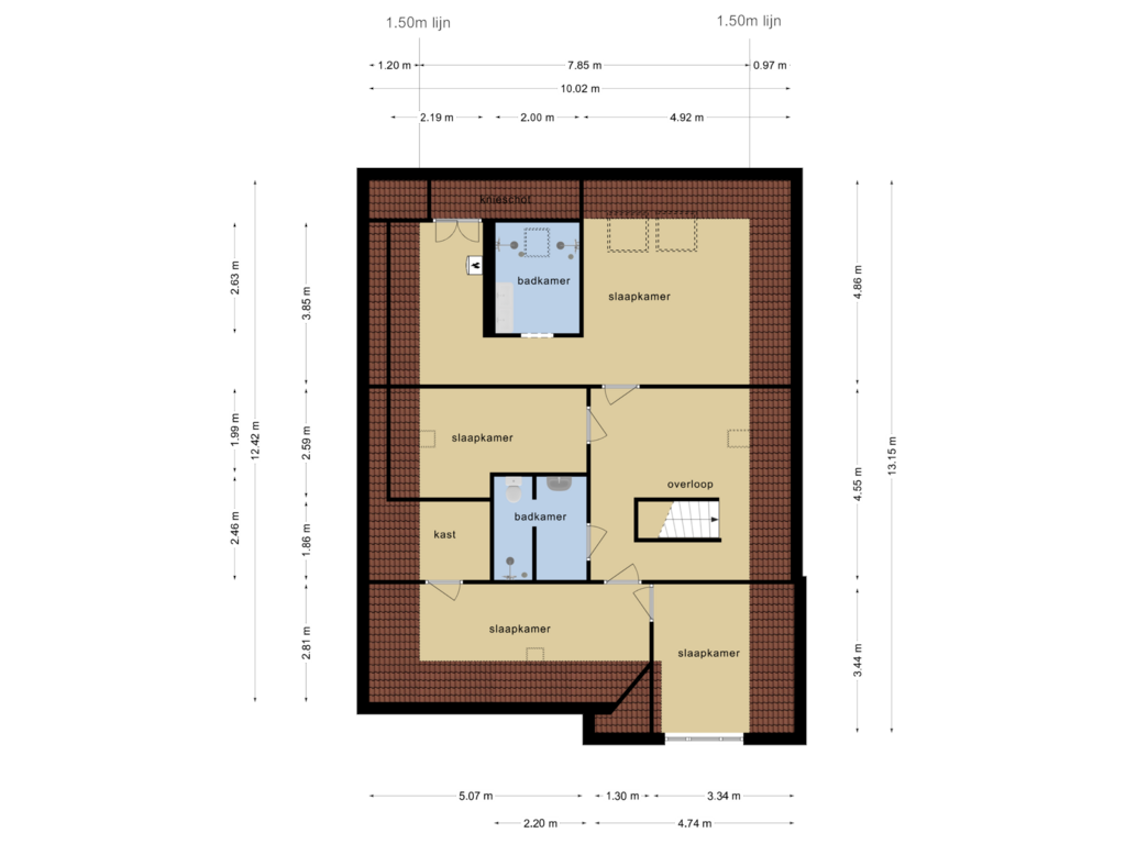 Bekijk plattegrond van 2e verdieping van Paardenstraat 14