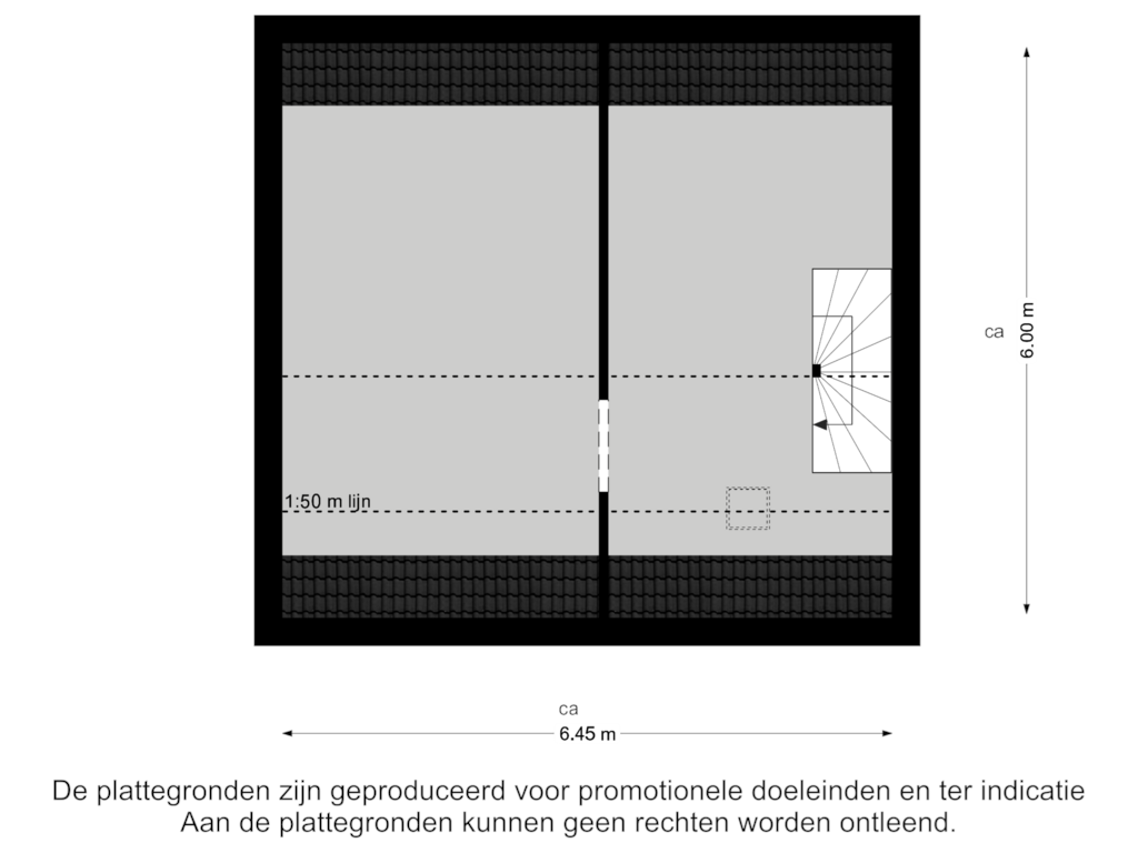 View floorplan of Bergzolder of Stationsstraat 2-B