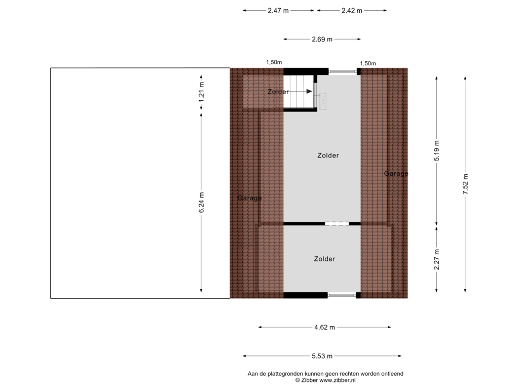 View floorplan of Zolder of Gronausestraat 133