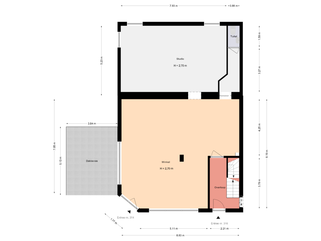 Bekijk plattegrond van Begane grond van Prins Hendriklaan 314