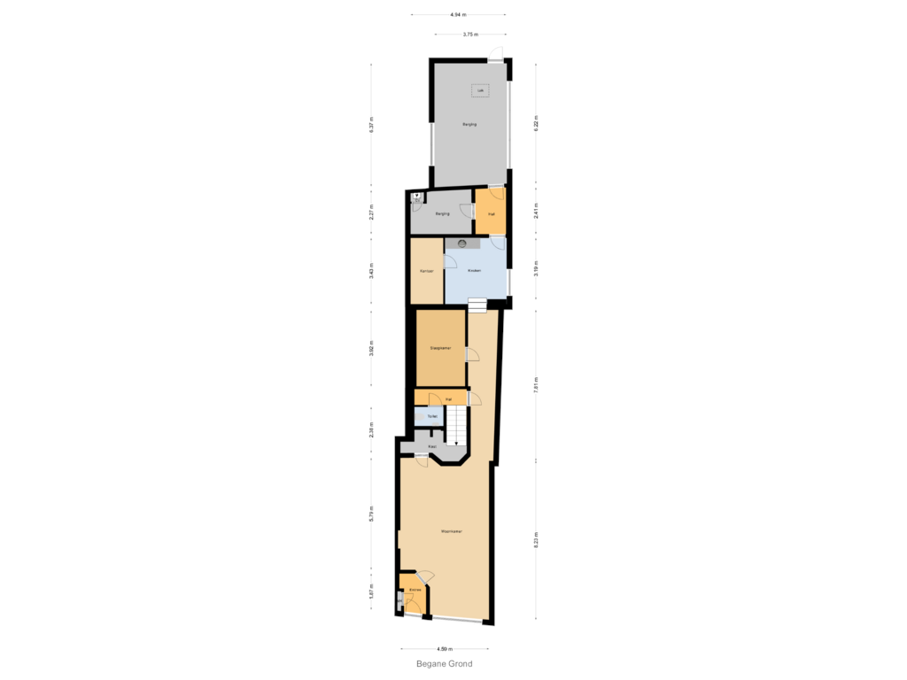 Bekijk plattegrond van Begane Grond van Lange Nobelstraat 16