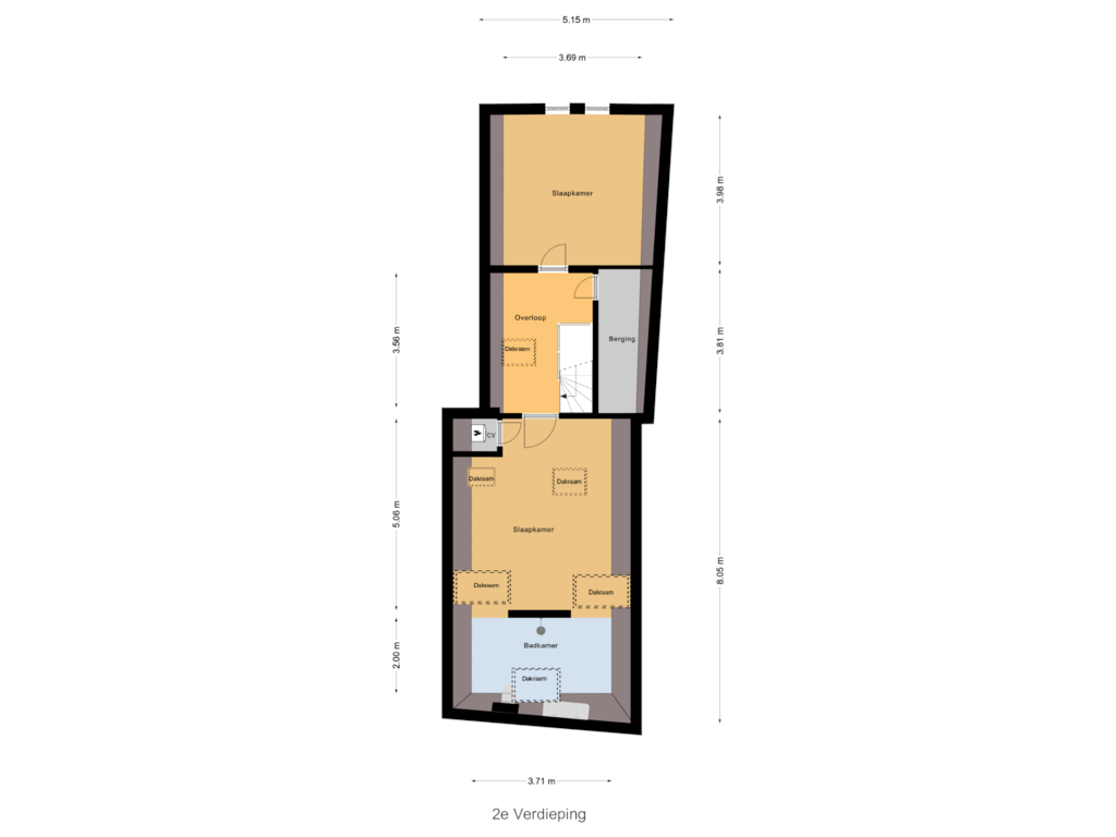 Bekijk plattegrond van 2e Verdieping van Lange Nobelstraat 16