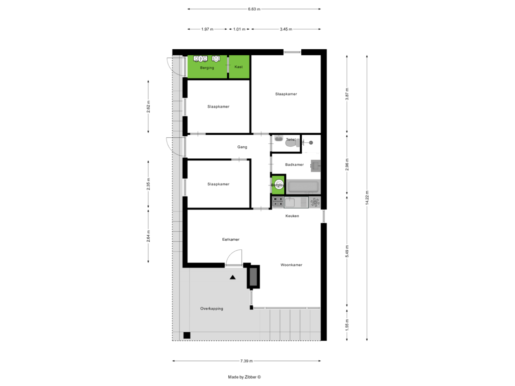 View floorplan of Begane grond of Rue du Bois du Four 7 A - bungalow 050