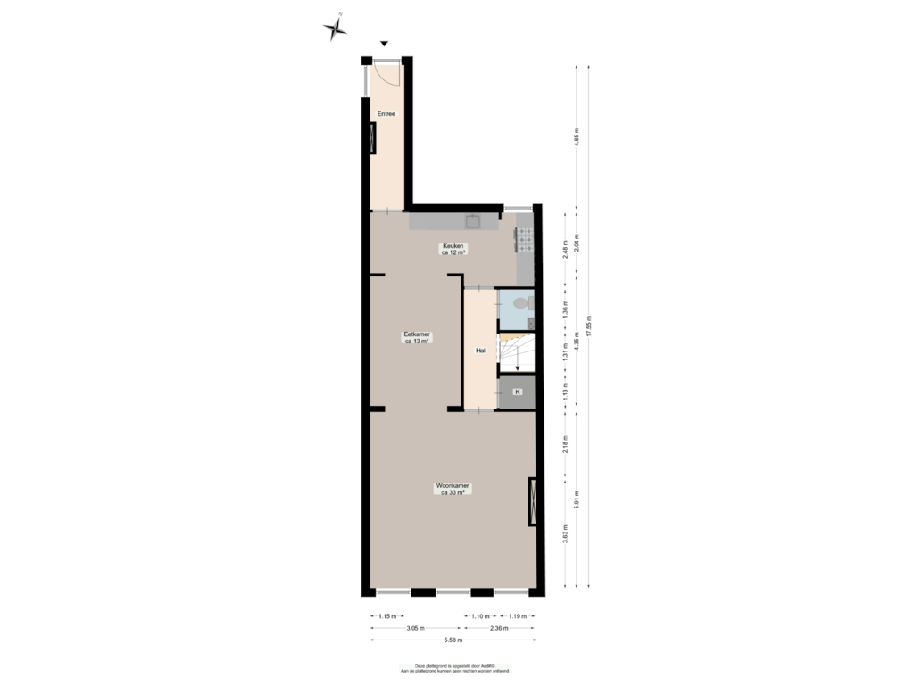 Bekijk plattegrond van Eerste verdieping van Akerkhof 17-A