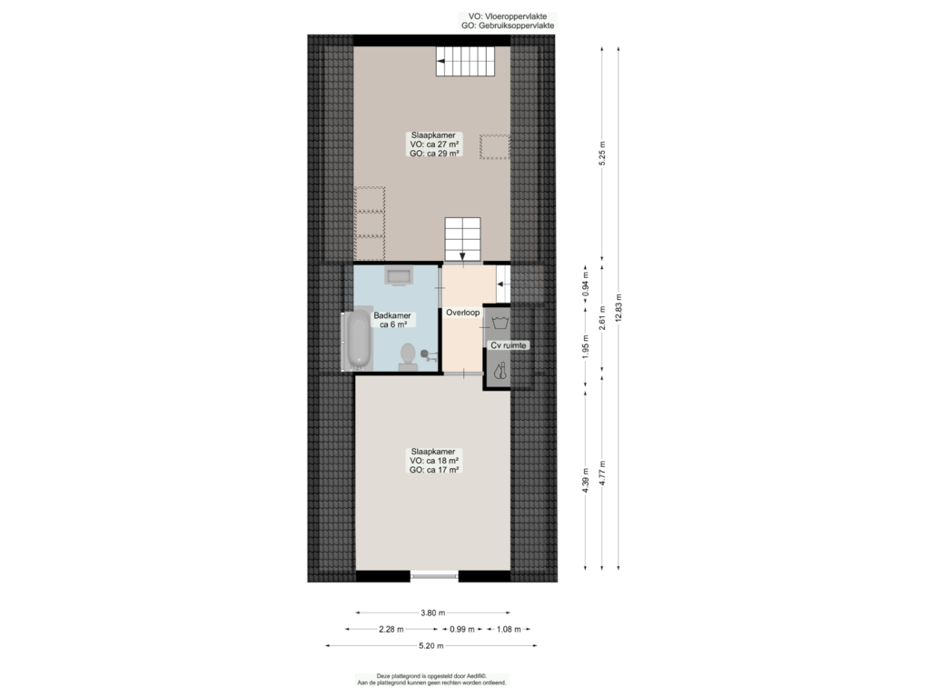 Bekijk plattegrond van Tweede verdieping van Akerkhof 17-A