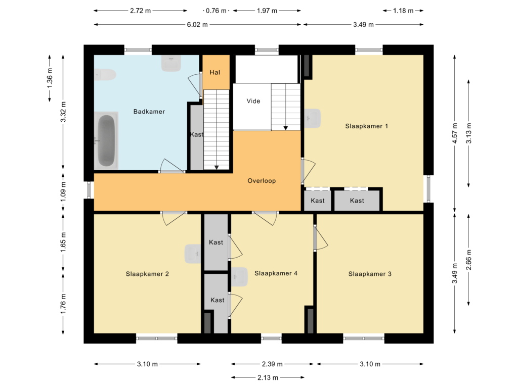 Bekijk plattegrond van Eerste verdieping van Kerkstraat 66