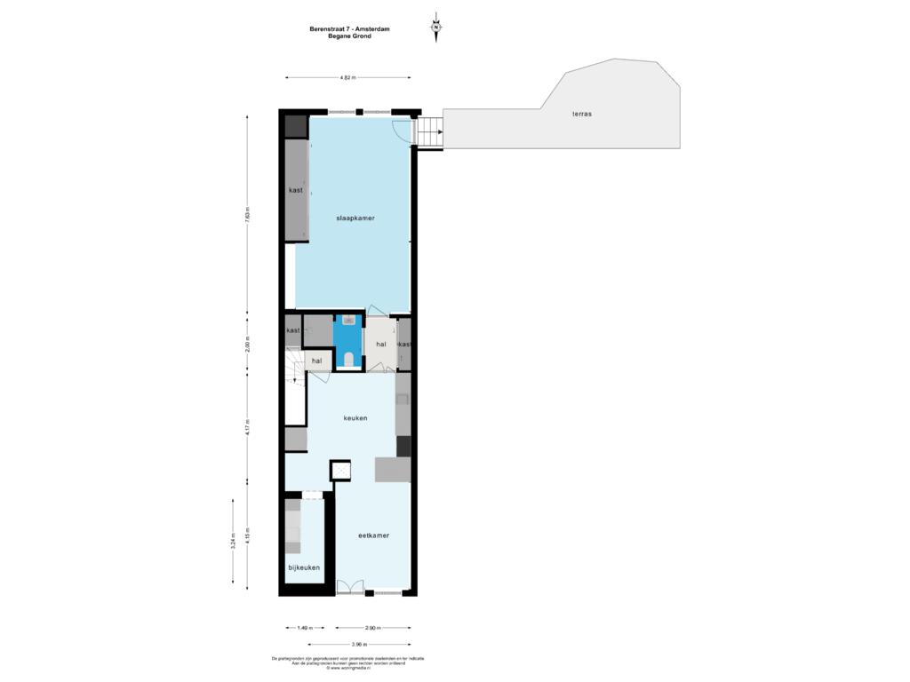 Bekijk plattegrond van BEGANE GROND van Berenstraat 7