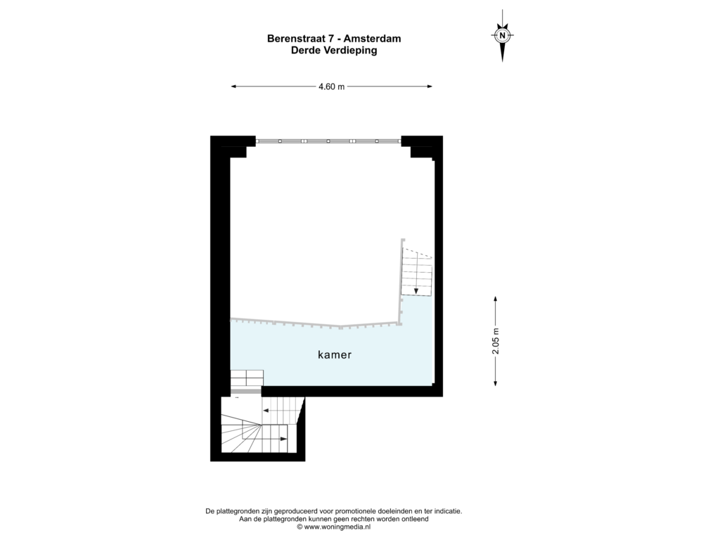 Bekijk plattegrond van DERDE VERDIEPING van Berenstraat 7