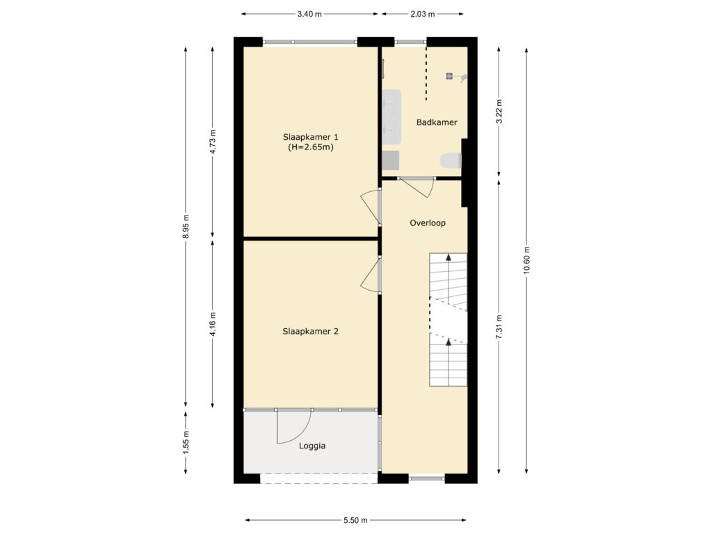 View floorplan of eerste verdieping of Langeweg 110-B