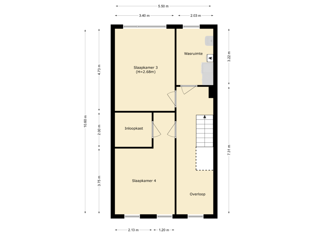 View floorplan of tweede verdieping of Langeweg 110-B