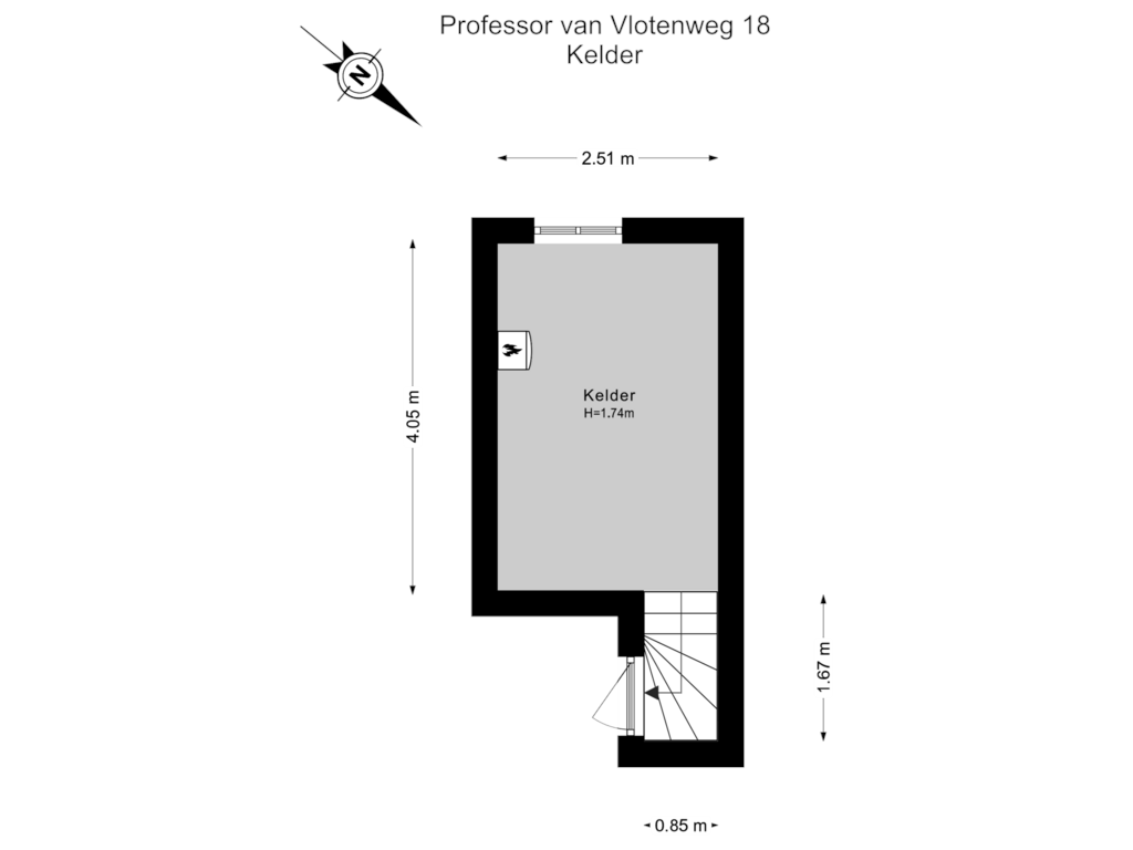 Bekijk plattegrond van Kelder van Prof. van Vlotenweg 18