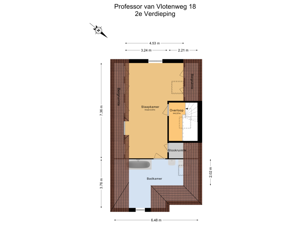 Bekijk plattegrond van 2e Verdieping van Prof. van Vlotenweg 18