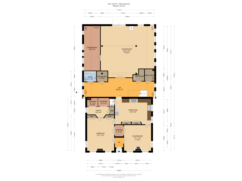 Bekijk plattegrond van BEGANE GROND van Den Hulst 8