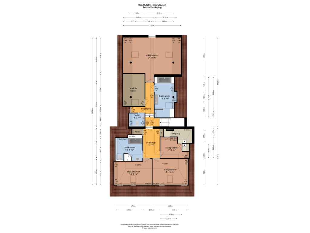 Bekijk plattegrond van EERSTE VERDIEPING van Den Hulst 8