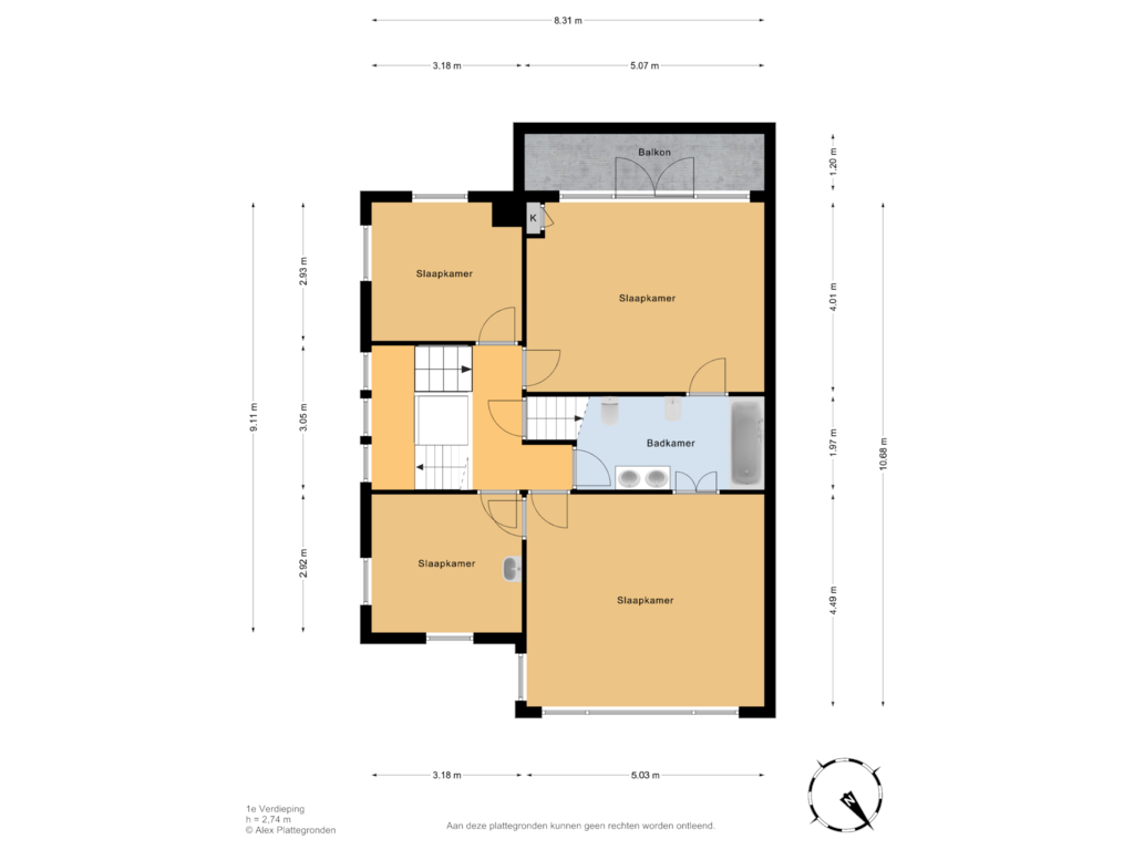 View floorplan of 1e Verdieping of Lange Kerkdam 78