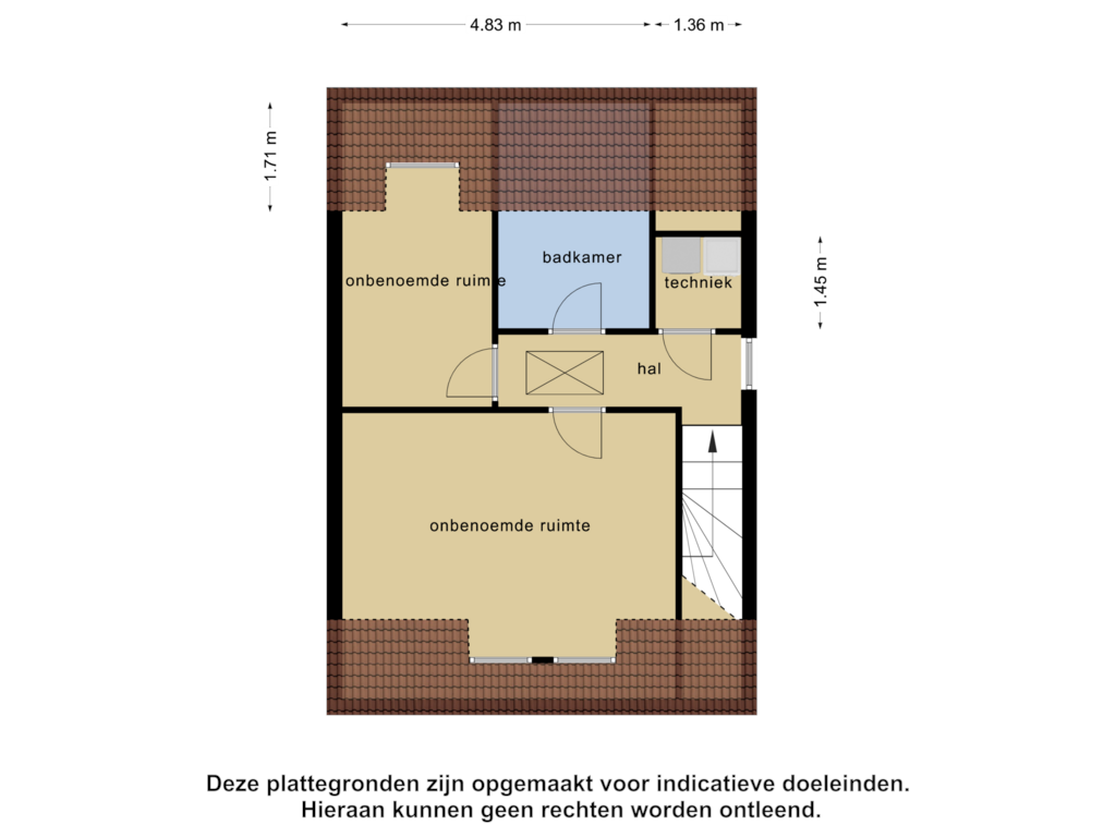 View floorplan of 1e verdieping of Deltastraat 2-B